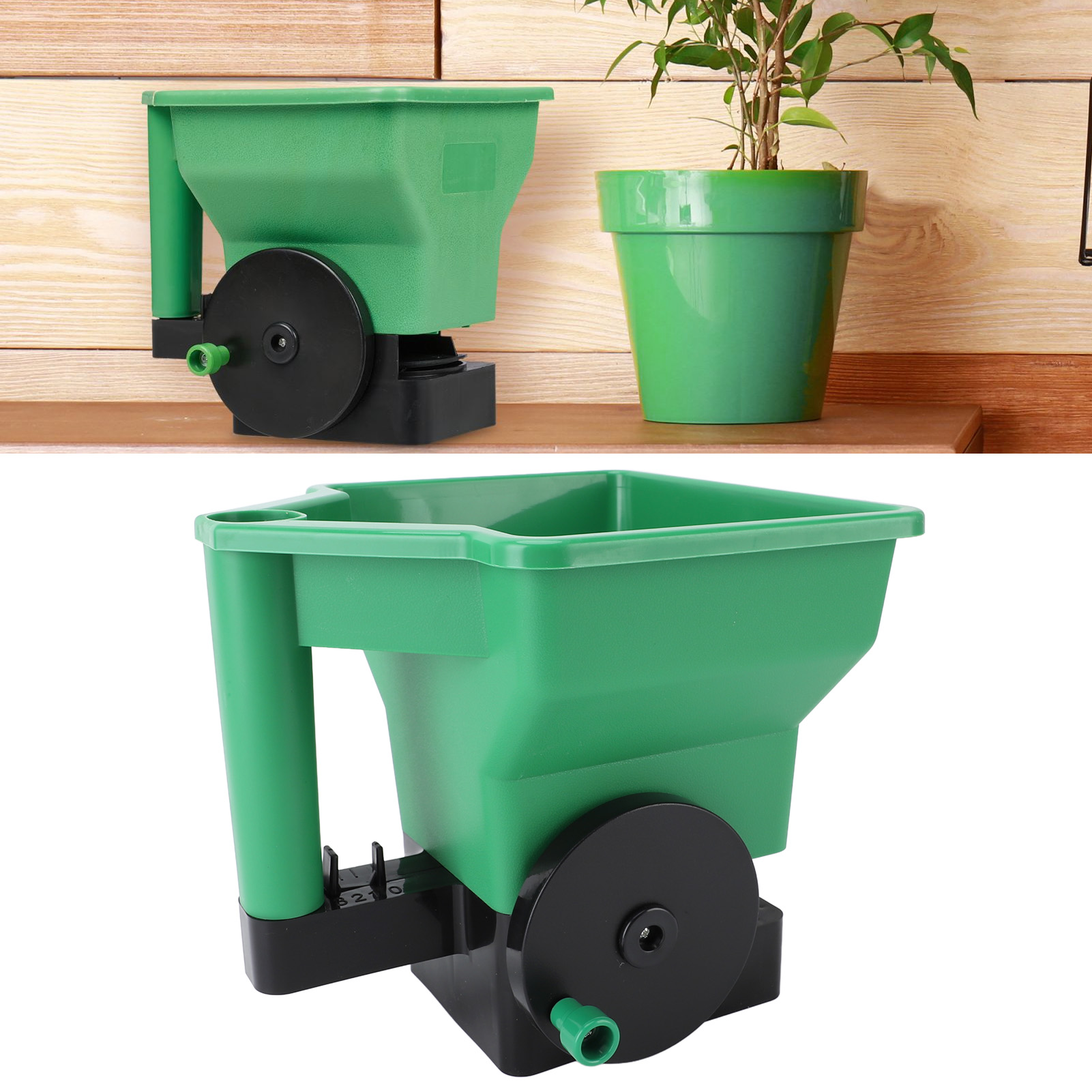 Grass Seed Spreader - 芝生スプレッダー ハンドスプレッダー 3L 手動小型省力ハンドヘルド芝生ガーデンスプレッダー 肥料用 ソルトグリーン