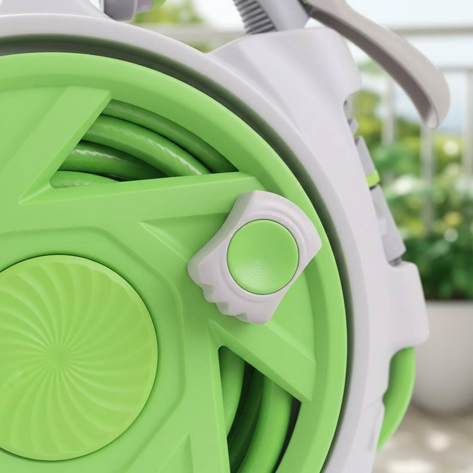 Gardening Tools Set - 手持ち式水道ホースリール、絡まりにくい、持ち運び可能なホースリールセット、ガーデニングツール、バルコニー、パティオ用7種類の噴射モード