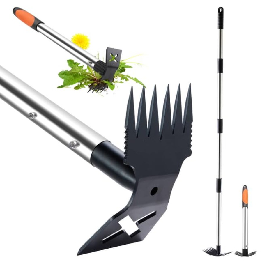 Weed Puller - 60インチの長柄除草ツールと17インチの除草ツールガーデニングセット、両面手用除草レーキと鍬、ガーデン除草機、Upro