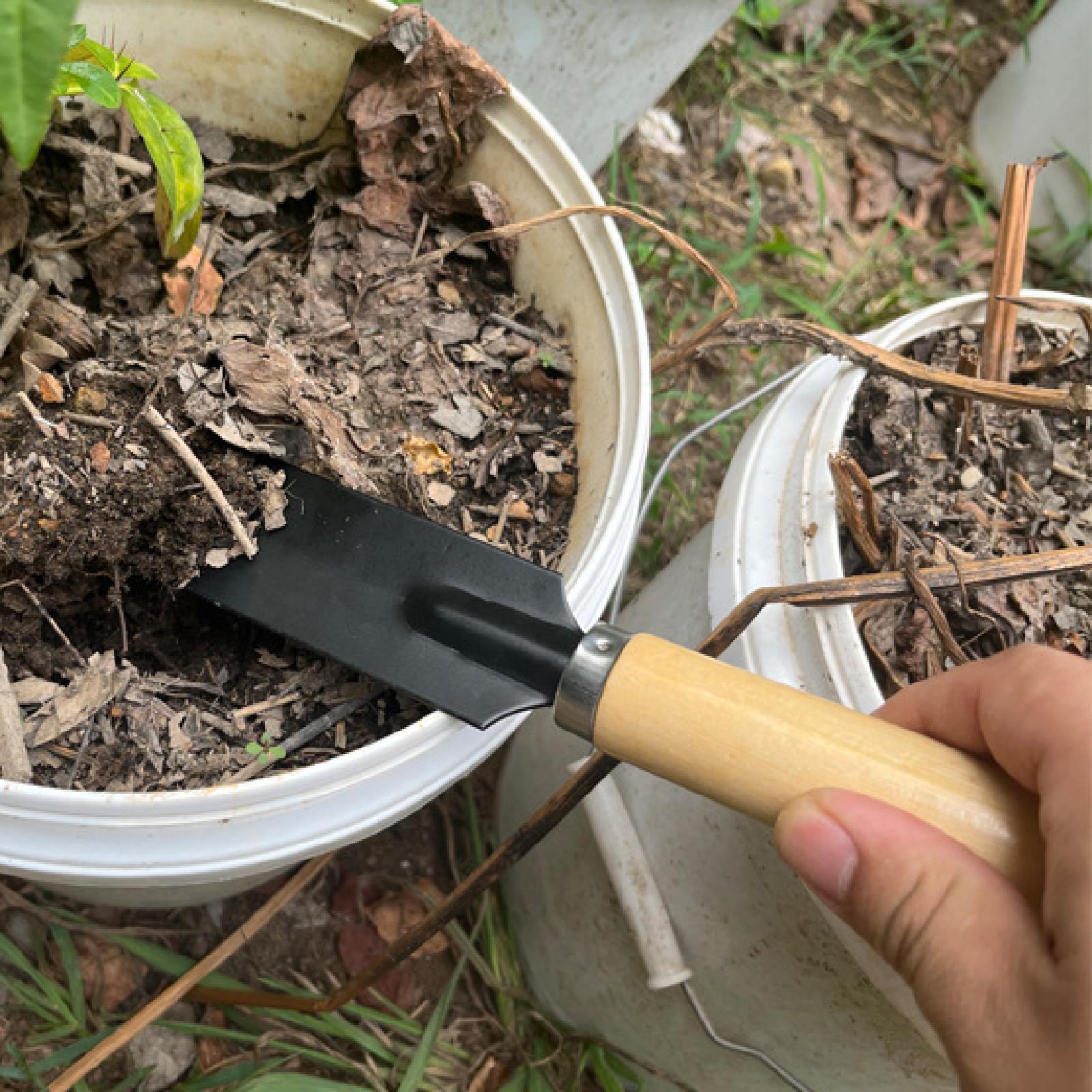 Gardening Tools For Digging - 小型ガーデンスパデ掘削ツール木製ハンドル多機能ガーデニングツールハンドトロウェル
