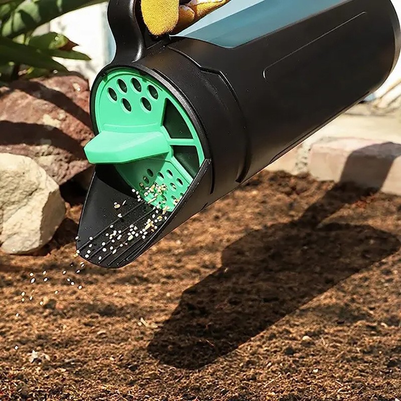 Grass Seed Spreader - 園芸用手動散布機、芝生用種子散布機、草の種子、肥料、雪塩、氷と雪の融解用、穴のサイズ調整可能