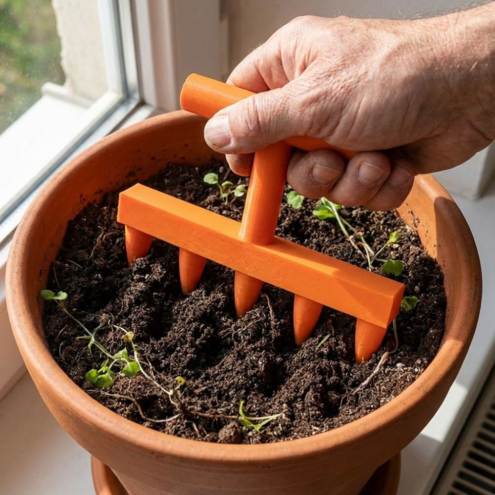 Garden Row Marker - プラスチック製土壌穴掘りツール 5プロング式高速均等散布プランター 固定間隔人間工学に基づいたハンドル ガーデンローマーカー