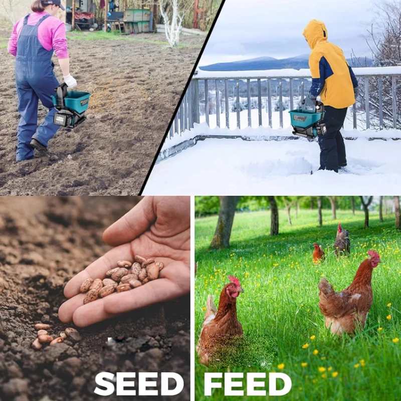 Grass Seed Spreader - 3.3L 自動肥料散布機ハンドヘルド電動肥料散布機草の種子野菜園電動工具農業