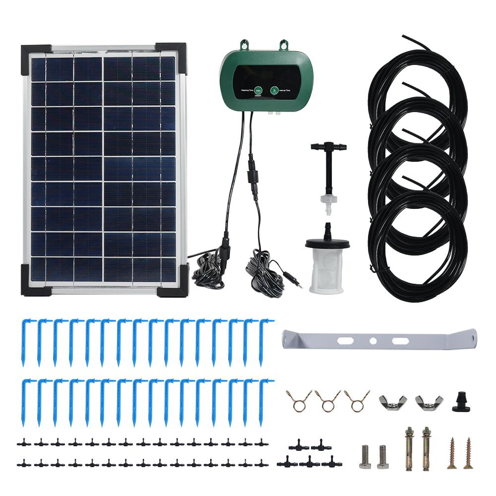 Drip Irrigation Kit - ソーラー水耕栽培装置 マイクロドリップポンプ ガーデン温室散水キット スマートコントローラー ドリッパー散水灌漑システム