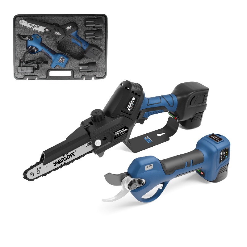 Gardening Tools Set - 【ベストセラー】コードレスブラシレス電動剪定鋏とチェーンソーのコンボキット 2-in-1 電動工具セット 庭木の枝用