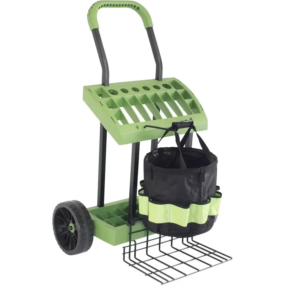 Gardening Tools Made In Usa - ガーデンツールカート（トートバッグ付き）、くわやシャベルなどの収納に便利なホイール付き収納庫 | 米国製