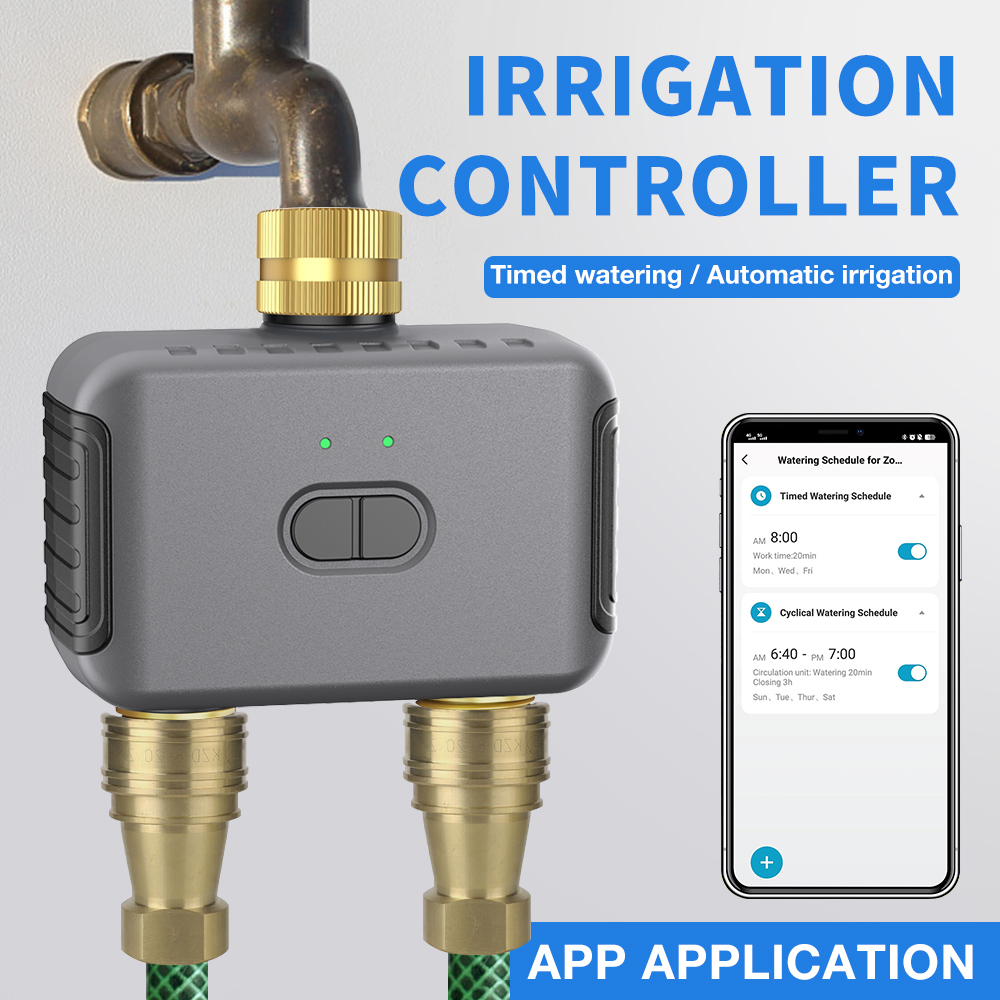 Drip Irrigation Kit - Tuya 2 ゾーン散水タイマー庭自動灌漑コントローラー散水システム点滴スプリンクラースマートライフ Alexa Google ホーム