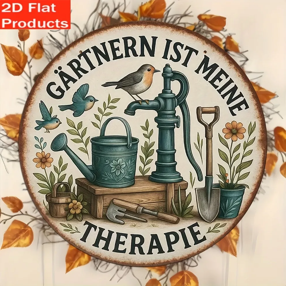 2D フラット：ヴィンテージガーデンサイン1枚、ドイツ語の引 - Gardening Tools German のレビューと価格