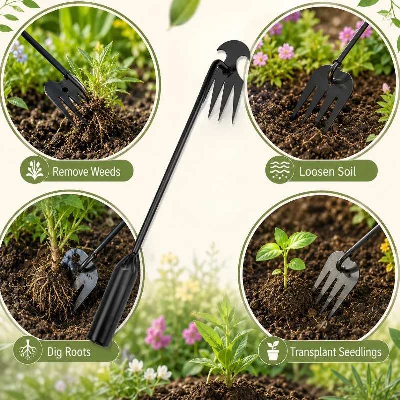 2in1ガーデンレーキ手動種子草根除去ツールプーラーシャベル - Grass Seed Spreader のレビューと価格
