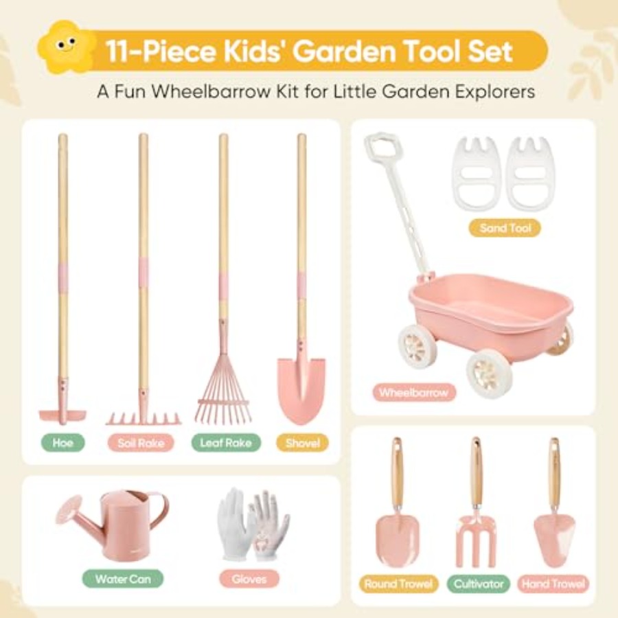 手押し車付きガーデニングセット、11点セット、屋外庭園、ビー - Gardening Tools In Japan のレビューと価格