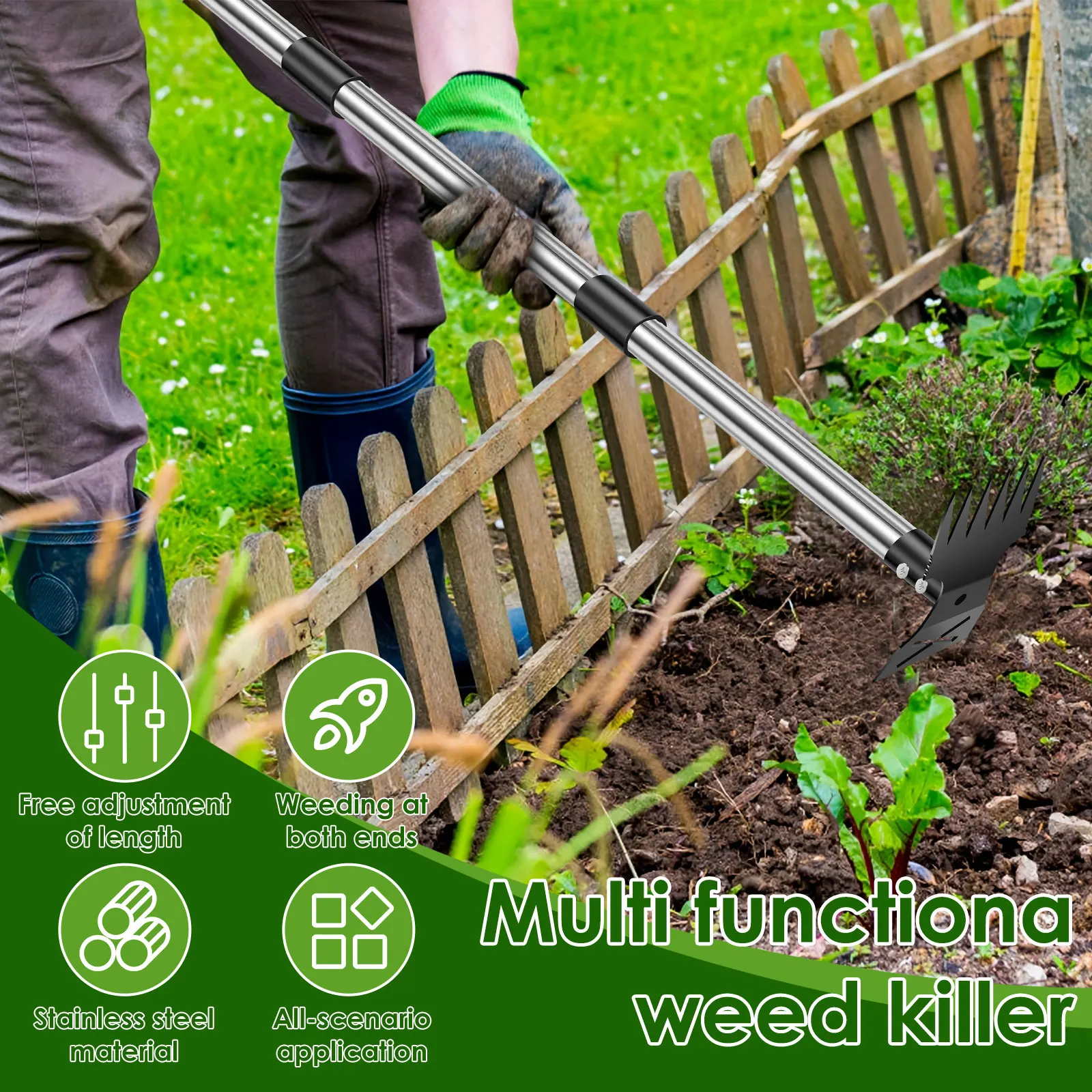 ガーデン用茅葺きレーキ ステンレス製 ガーデン除草ツール 死 - Weed Puller のレビューと価格