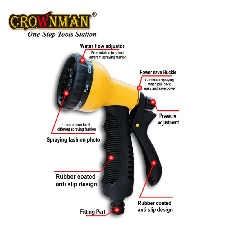 高品質8パターンガーデンウォーターホースノズルガン、調整可能 - Gardening Tools Set のレビューと価格