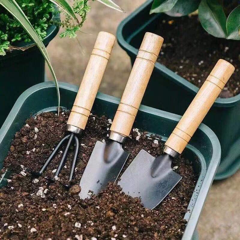 木製ハンドル付きミニガーデニングツールセット3点、屋内植栽や - Gardening Tools Set のレビューと価格