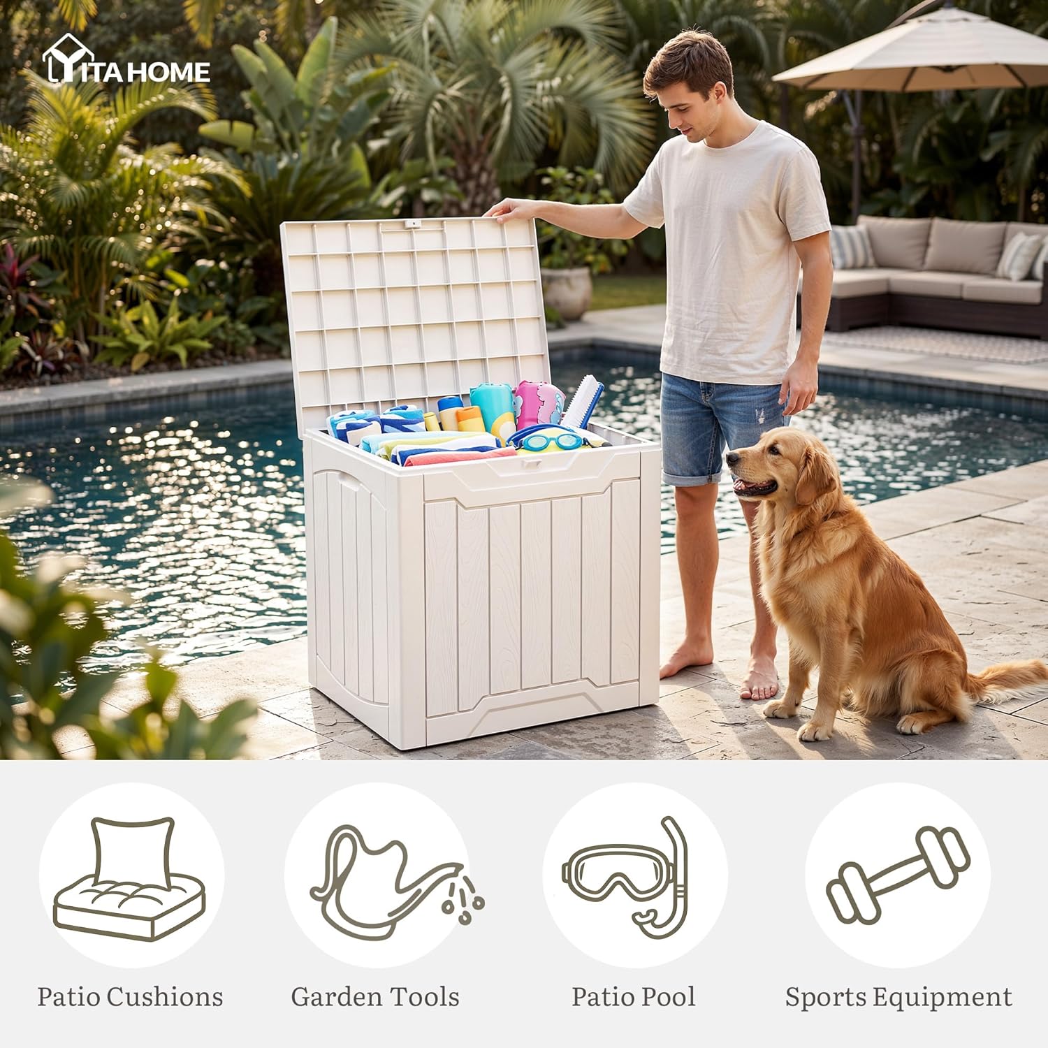 31ガロン デッキボックス 2個セット ロック付き 屋外収納 - Gardening Tools Set のレビューと価格