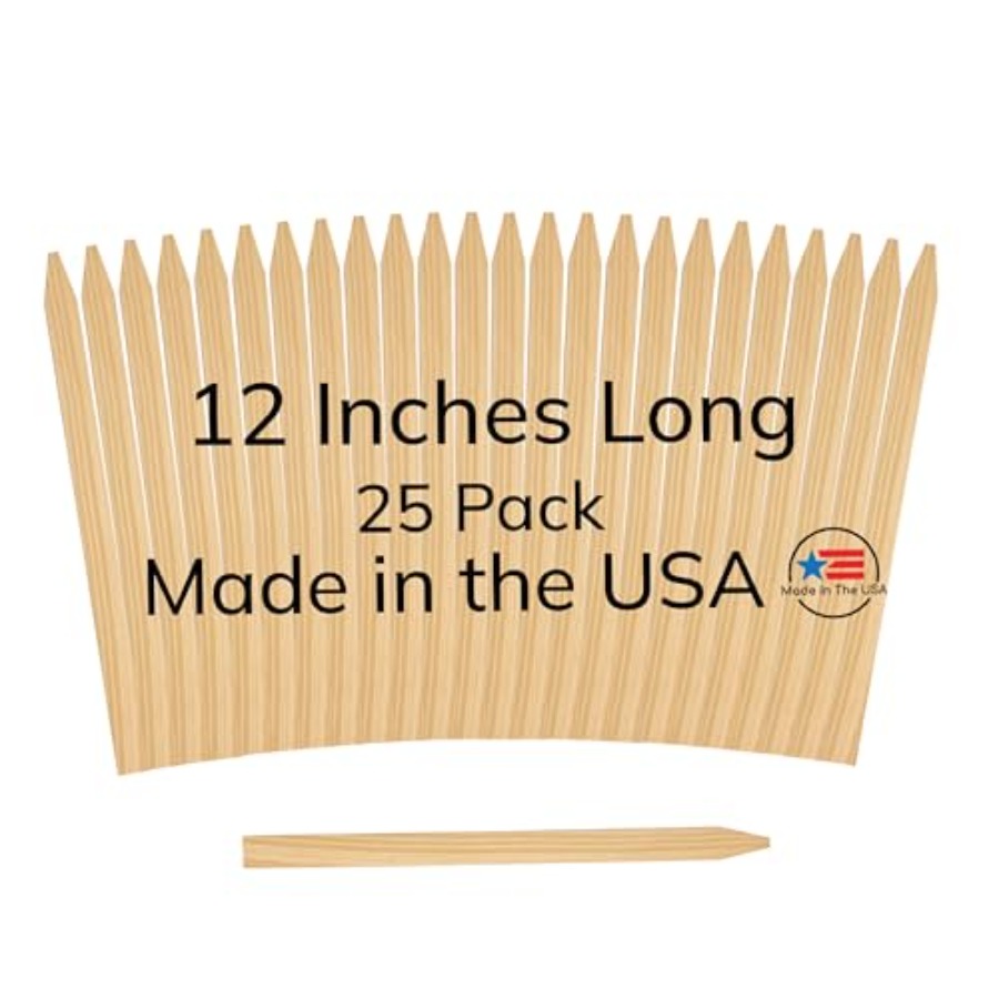 25本入り木製ガーデンステーク、長さ12インチ×幅3/4イン - Garden Row Marker のレビューと価格