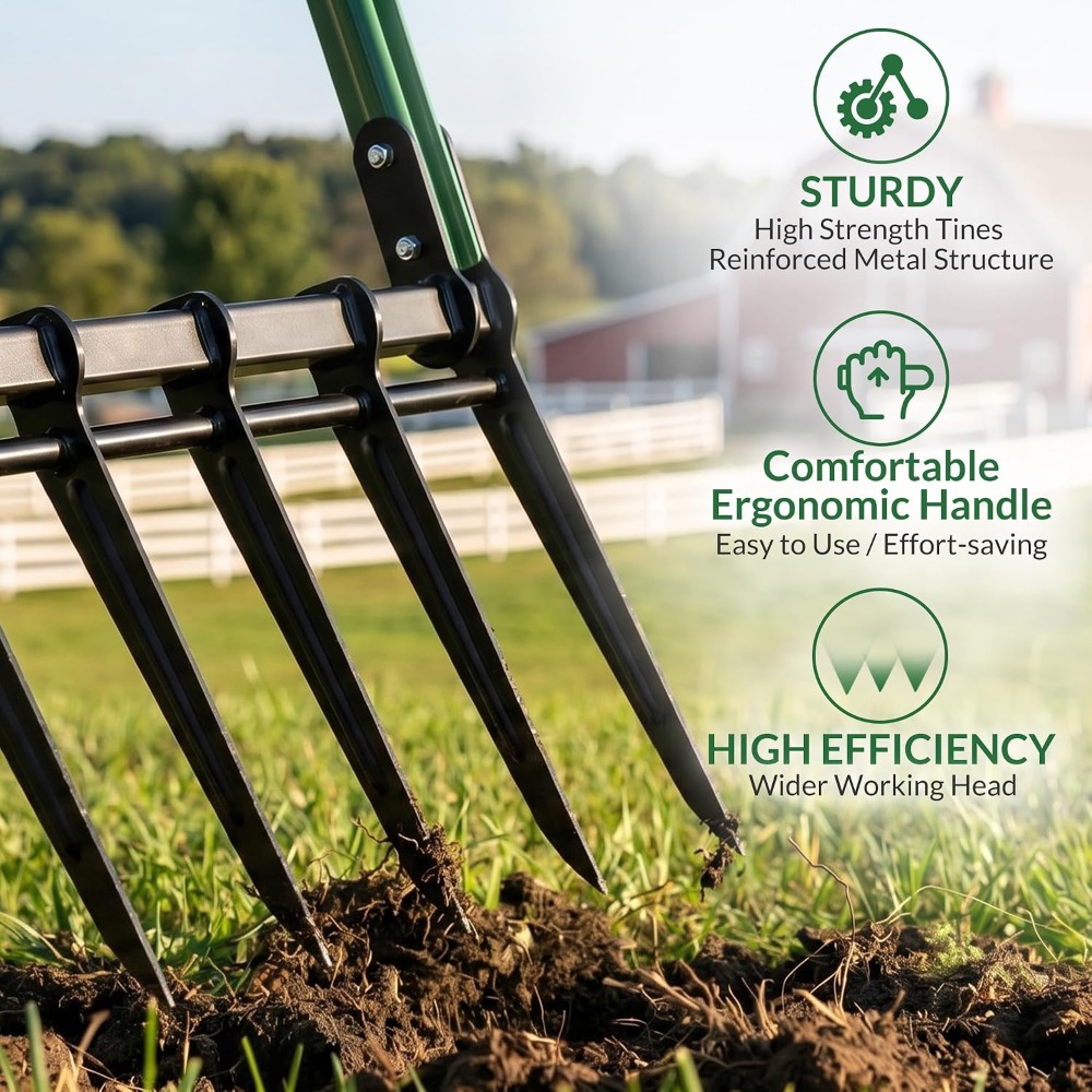 頑丈な5本爪広幅フォークガーデンツール、人間工学に基づいたU - Gardening Tools For Digging のレビューと価格