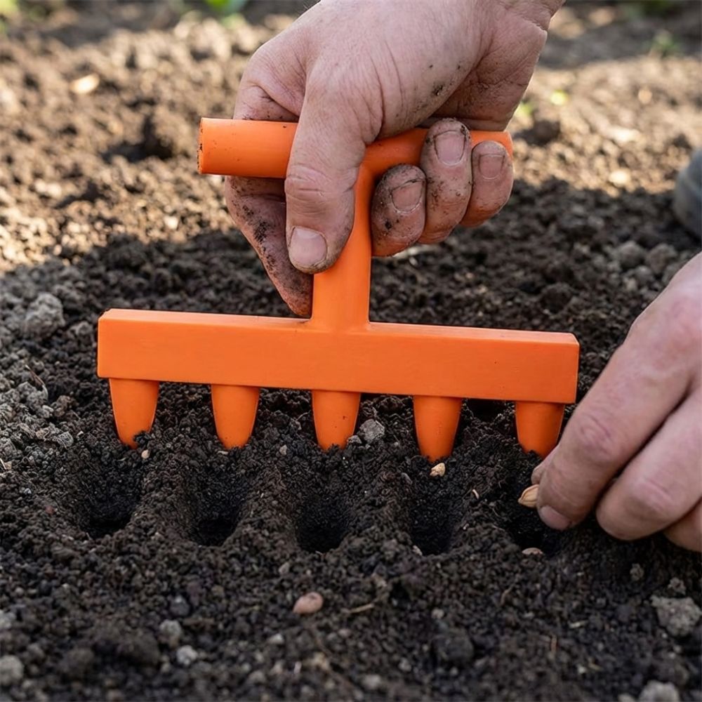 プラスチック製土壌穴掘りツール 5本爪式手動散布機プランター - Garden Row Marker のレビューと価格
