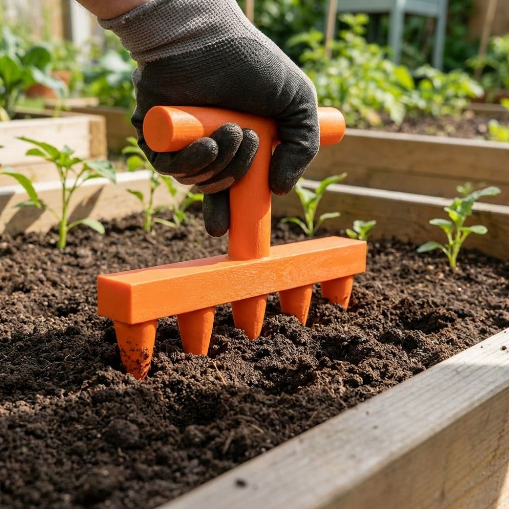 プラスチック製土壌穴掘りツール 5本爪式手動散布機プランター - Garden Row Marker のレビューと価格