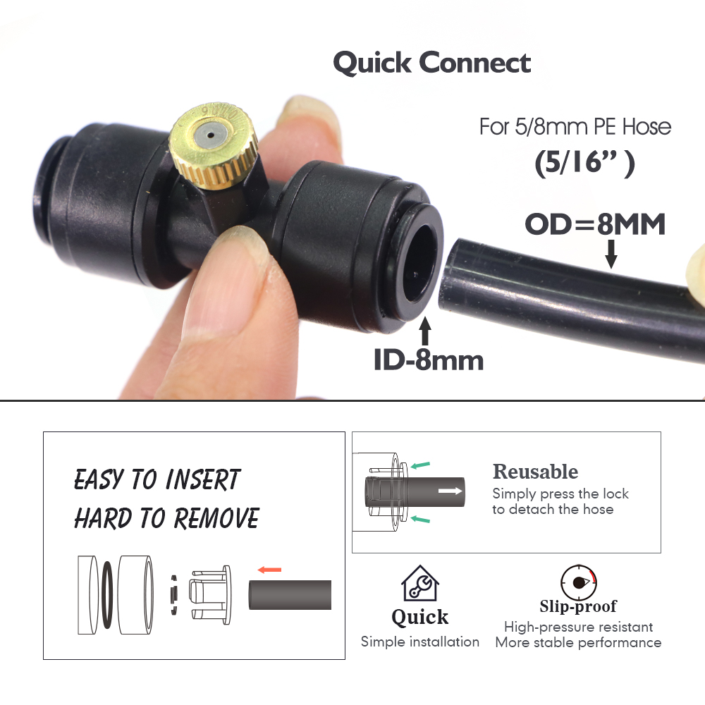 0.1-1mm 真鍮製スプレーノズル、ティーコネクター付き、 - Garden Hose Nozzle のレビューと価格