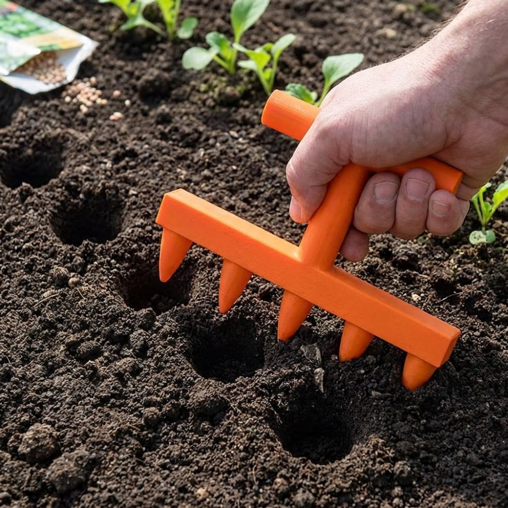 プラスチック製土壌穴掘りツール 5プロング式高速均等散布プラ - Garden Row Marker のレビューと価格