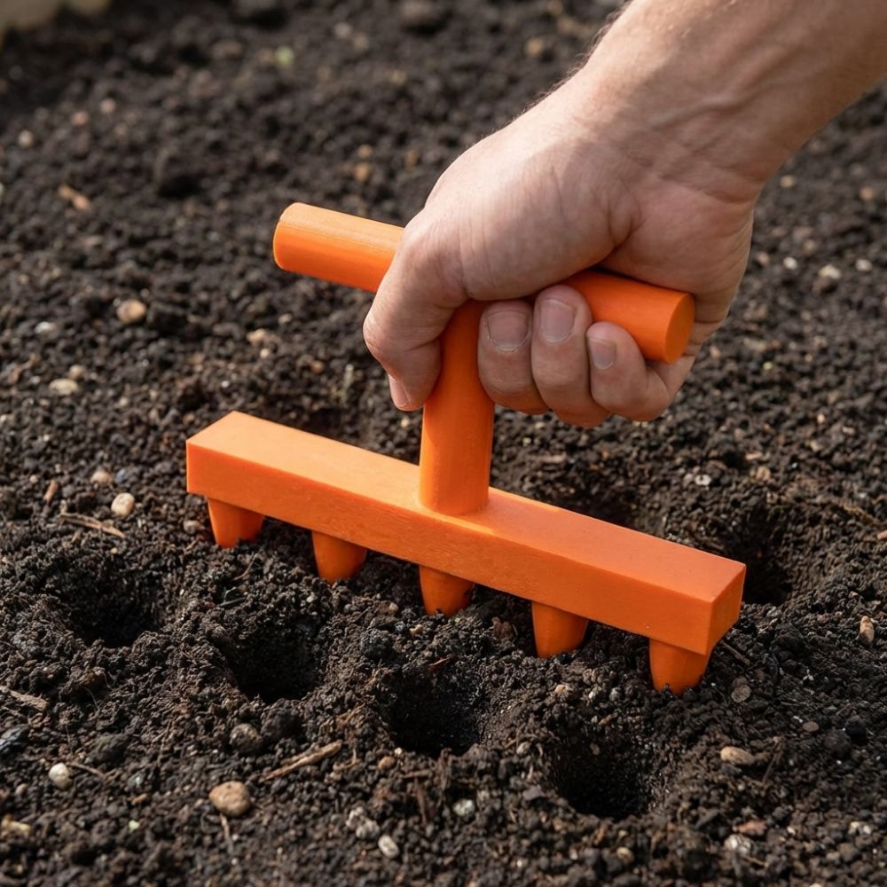 プラスチック製土壌穴掘りツール 5プロング式高速均等散布プラ - Garden Row Marker のレビューと価格