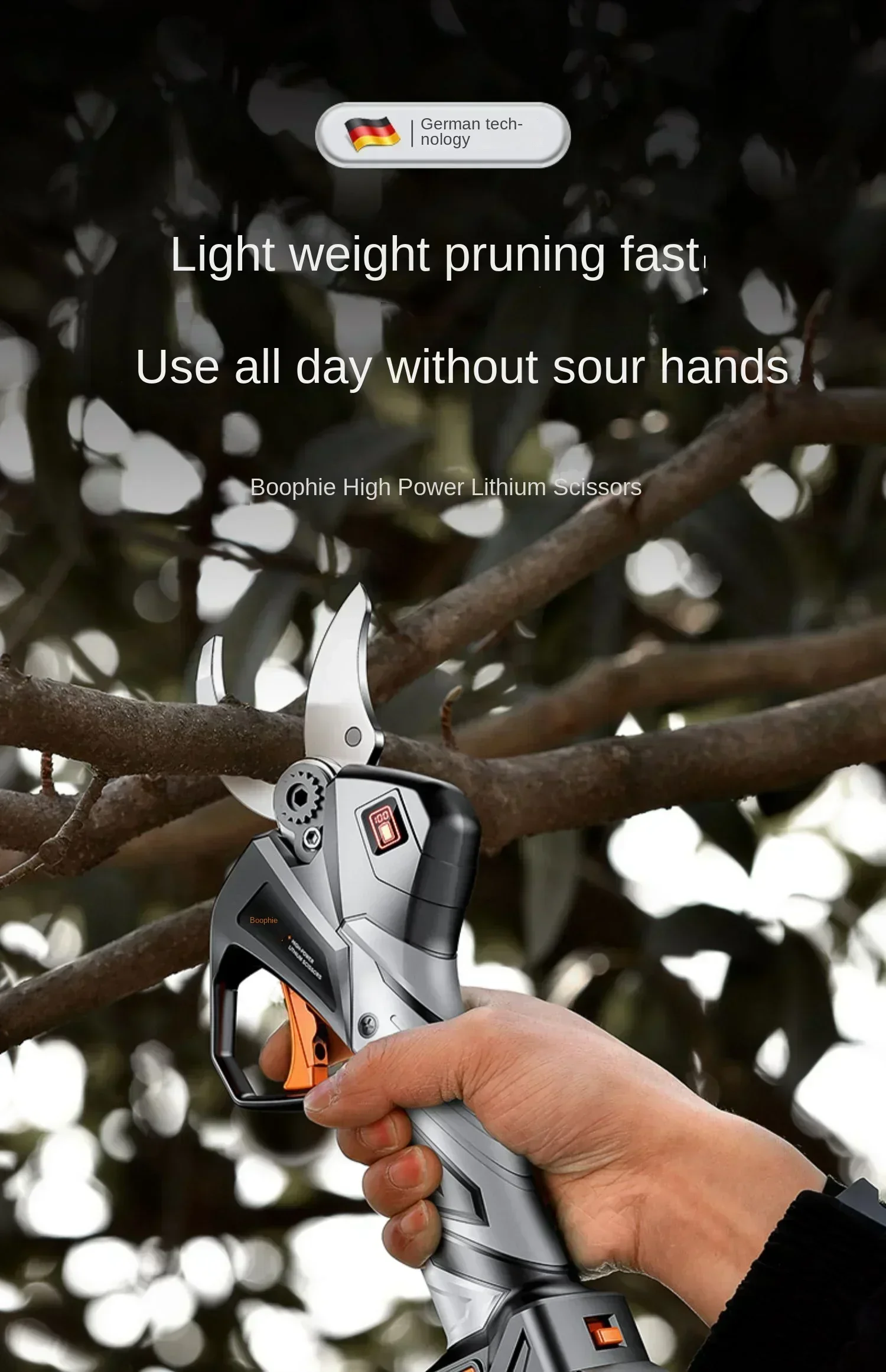 果樹用輸入リチウム電池搭載電動剪定ばさみ、ドイツ製充電式園芸 - Gardening Tools German のレビューと価格