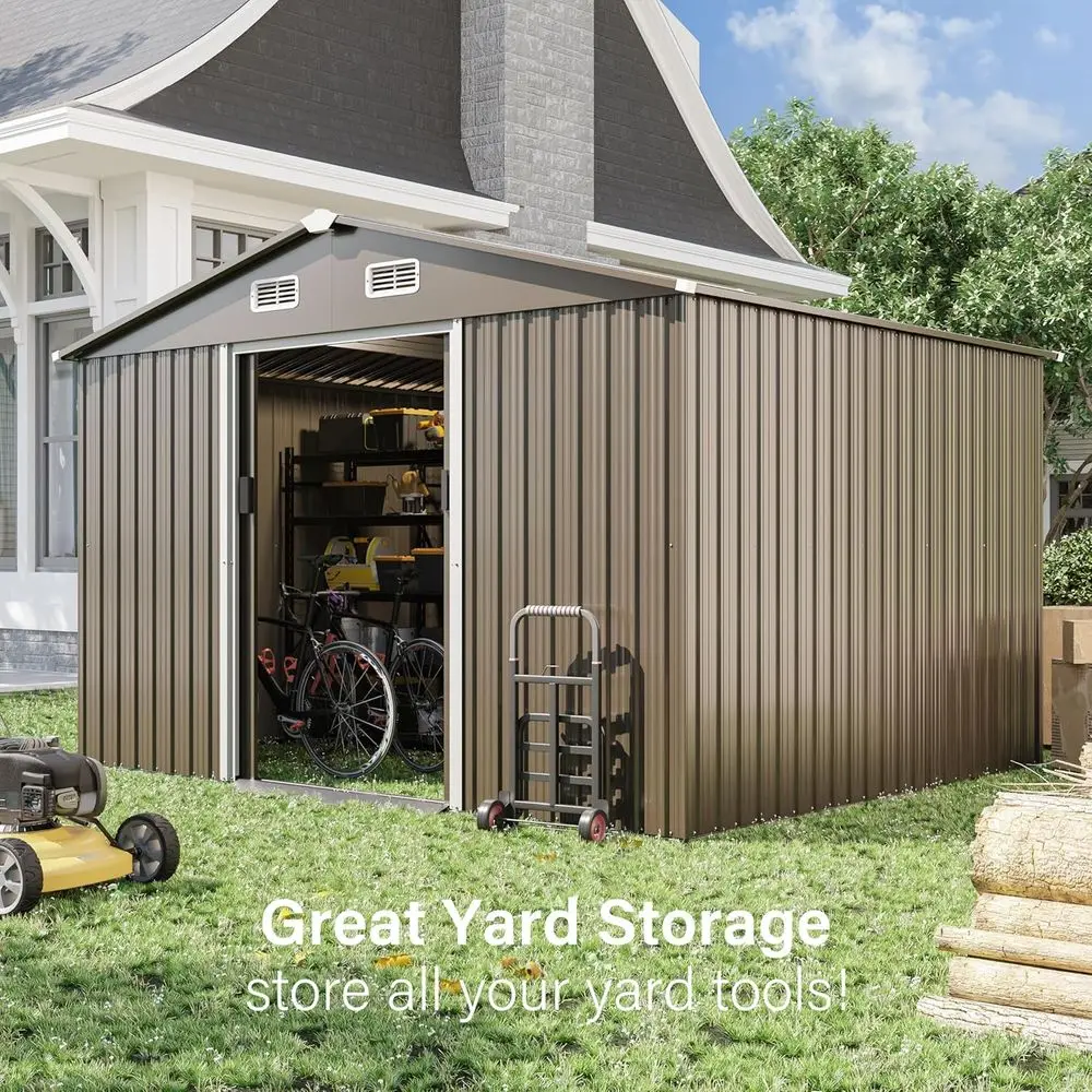 10T x 8T 屋外用金属製収納庫（ロック可能なドア、引き - Gardening Tools In のレビューと価格