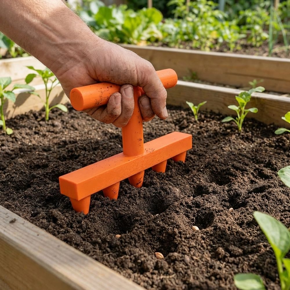 耐久性のあるプラスチック製土壌穴掘りツール 手動5本爪スプレ - Garden Row Marker のレビューと価格
