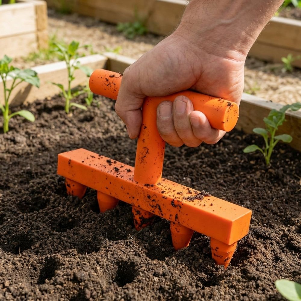 耐久性のあるプラスチック製土壌穴掘りツール 手動5本爪スプレ - Garden Row Marker のレビューと価格