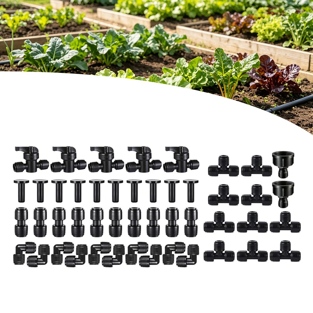 点滴灌漑クイック接続キット 47個入り 14インチ プッシュ - Drip Irrigation Kit のレビューと価格